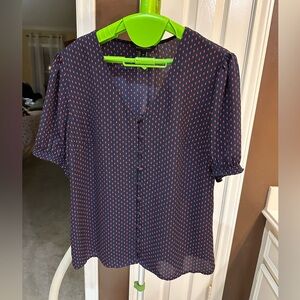 Banana Republic Navy Shirt with Pink Dot Print